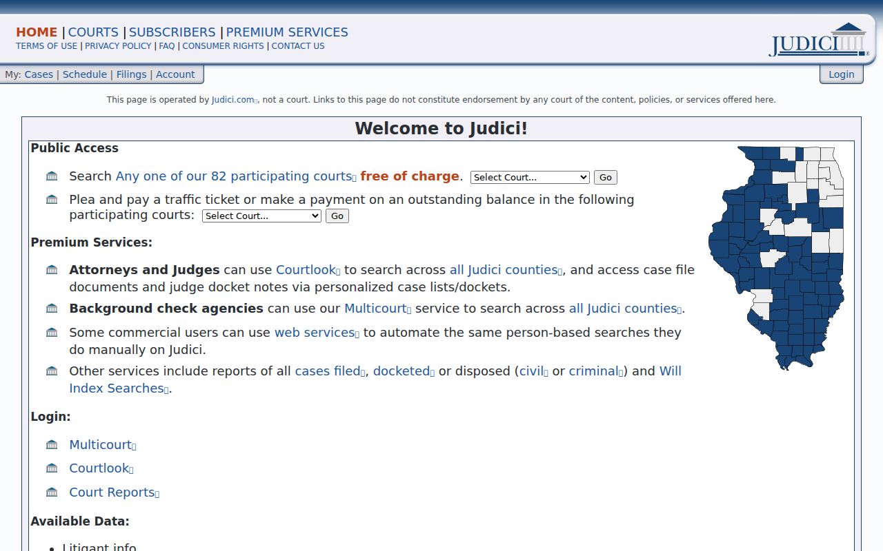 Judici public court case access for Greene County
