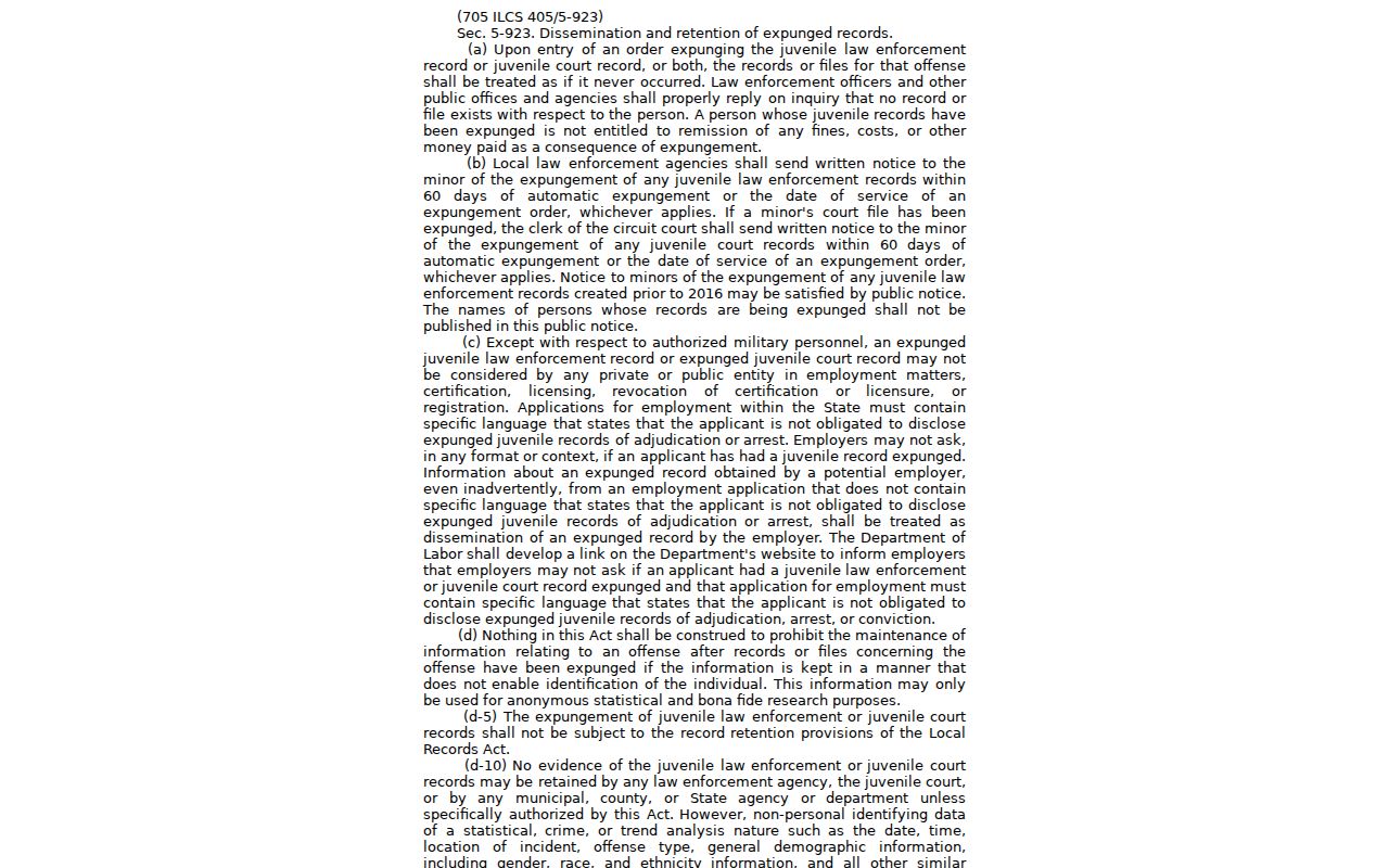 Roodhouse criminal history juvenile record expungement law